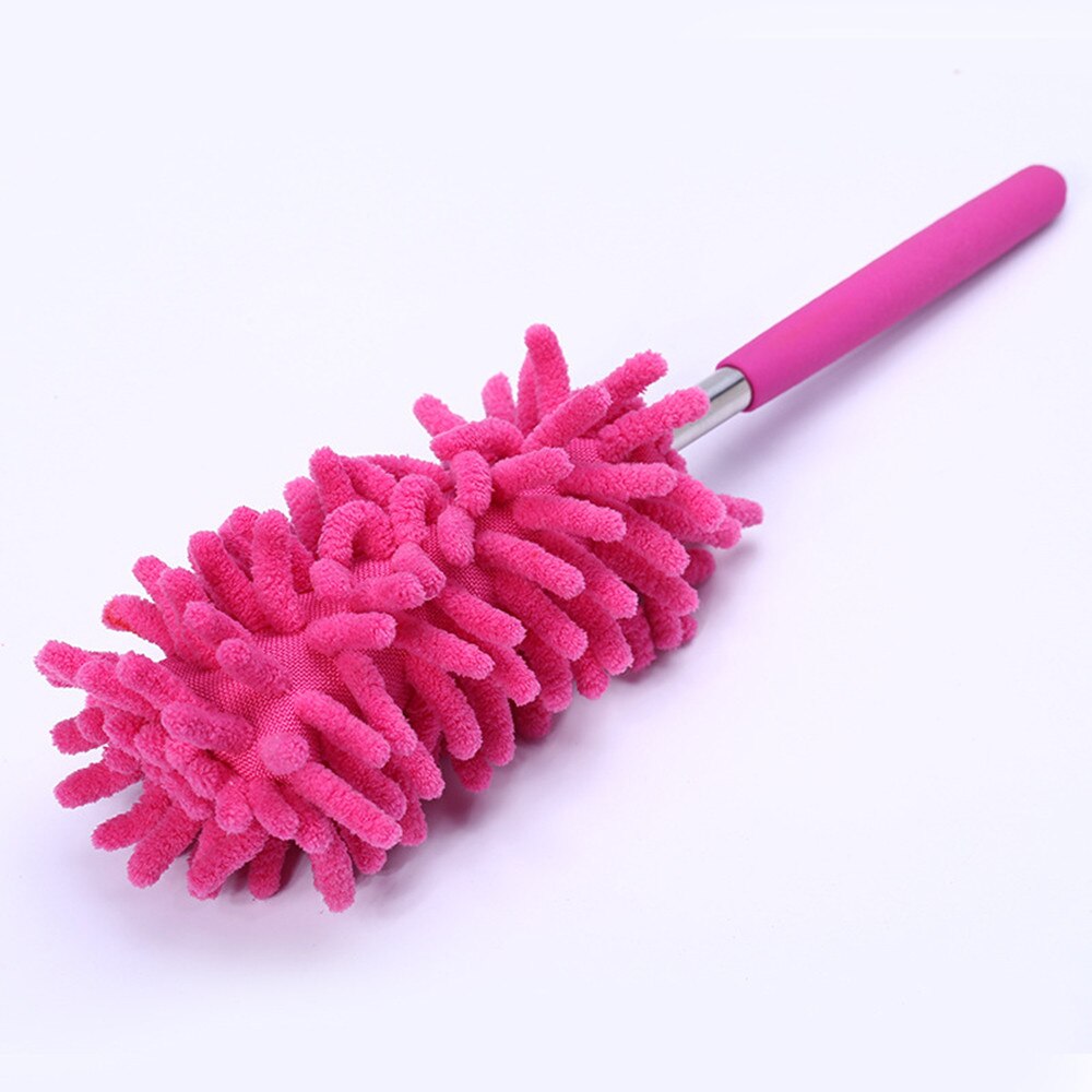 Brocha para polvos, plumero de microfibra suave, limpiador telescópico, limpieza extensible para el hogar y el coche, mango de polvo, 25 #: Hot Pink