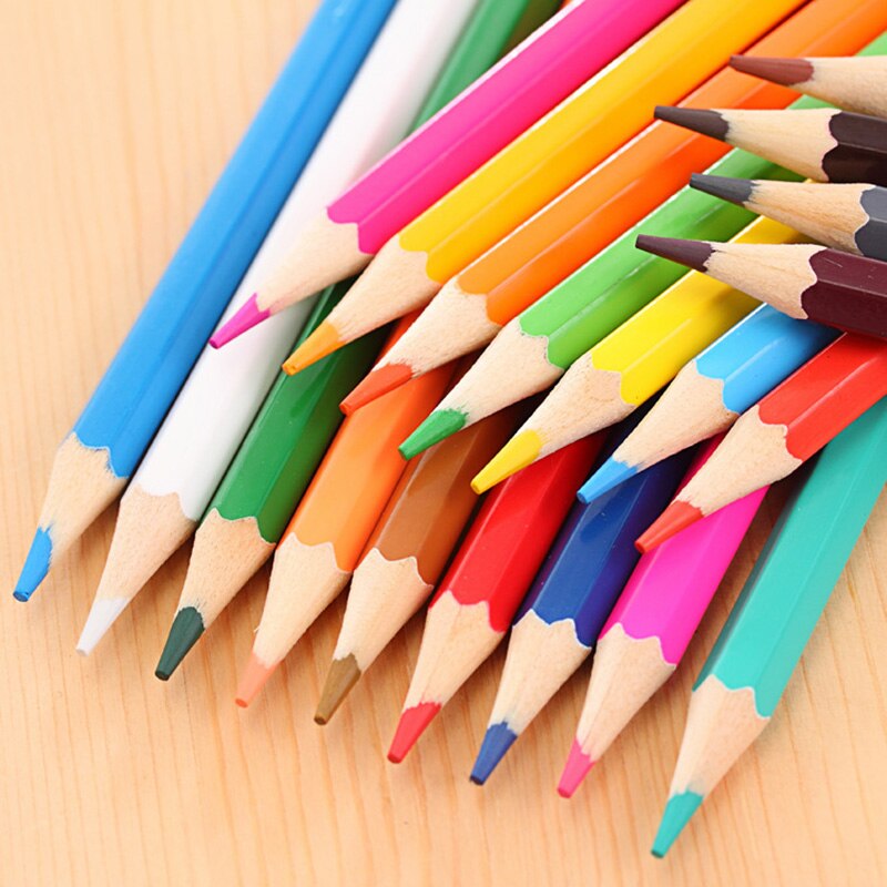 12/24 Color Children Drawing Pencil Sketch HB Painting Pencils Stationery Supplies Small and Long