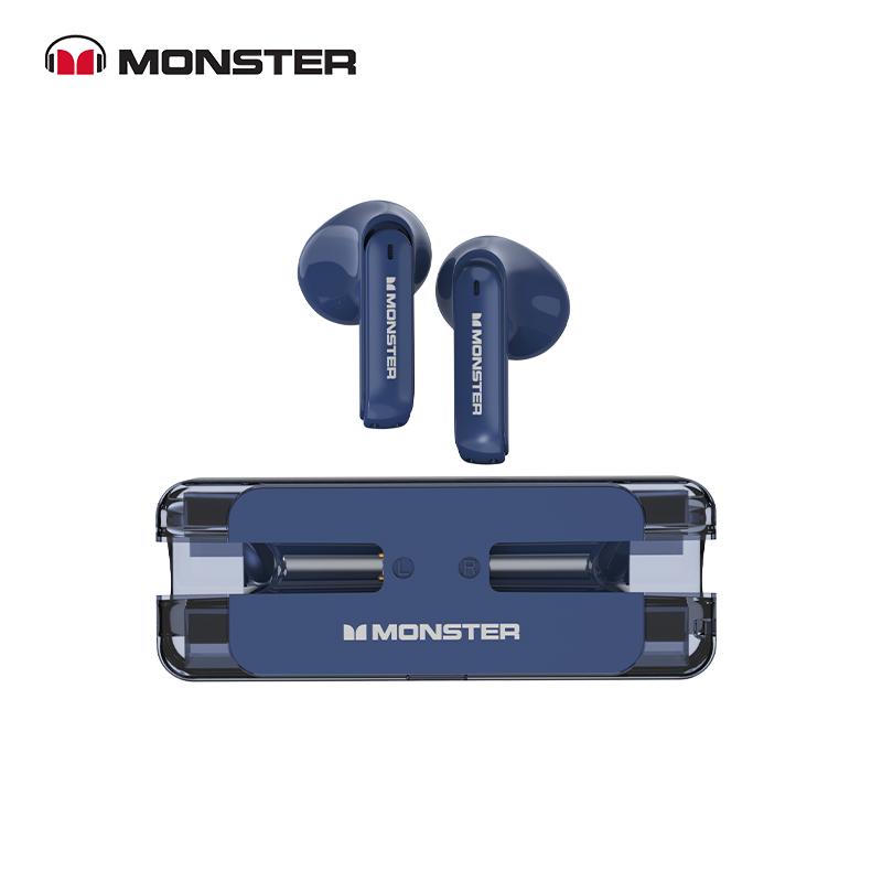 Monster XKT08 słuchawki Bluetooth 5.3 Ture bezprzewodowe słuchawki douszne słuchawki z redukcją szumów o niskim opóźnieniu sportowy zestaw słuchawkowy do gier z mikrofonem: WHITE