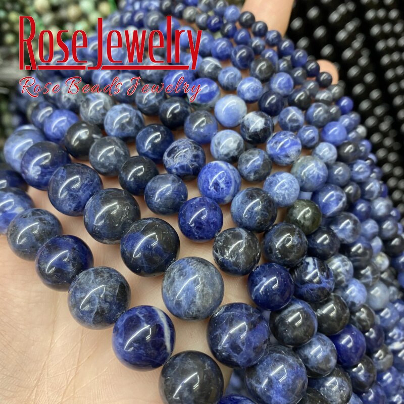 Natuursteen Donkerblauw Sodaliet Kralen Ronde Losse Spacer Kralen 4 6 8 10 12 Mm Voor Sieraden Maken Diy armbanden Accessoires 15&quot;