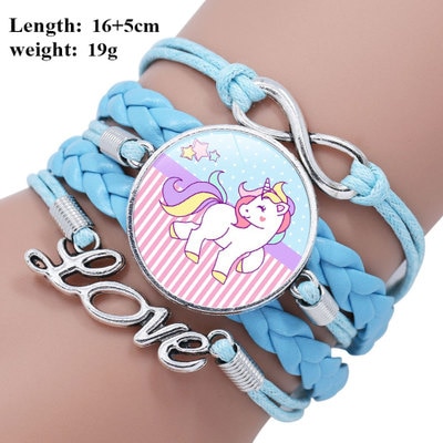 bracelet tressé de licorne de bande dessinée de pour la de bijoux d'accessoires d'enfant