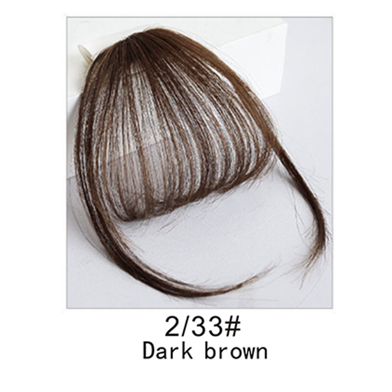 Peluca con flequillo de aire de estilo francés sintético, herramienta de peinado, extensión de cabello con Clip, peluca con borla falsa, flequillo con Clip para el cabello para mujer: Marrón oscuro