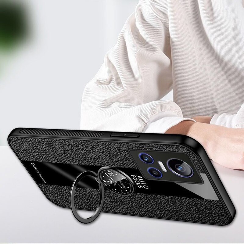 Funda Voor Realme Gt Neo 3 Case Car Holder Telefoon Cover Voor Realme Gt Neo 3 Case Luxe Lederen Zachte siliconen Shockproof Bumper