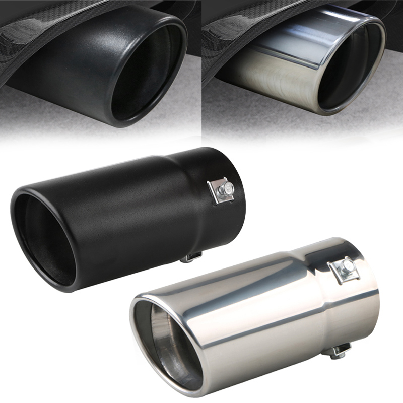 Auto Exterieur Onderdelen Universele Auto 70mm inlaat 76mm outlet Auto Uitlaat Staart Uitlaat Tip Zilver Zwart Uitlaat tips Leidingen