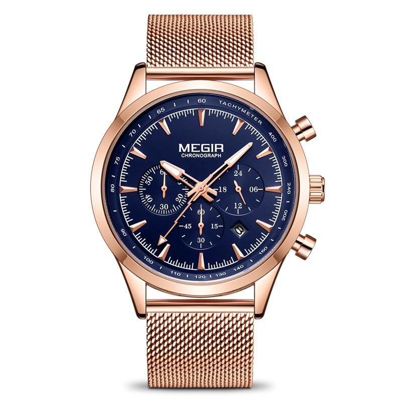 Megir Business Sport Heren Horloge Trend Multifunctionele Lichtgevende Waterdichte Horloges Mannelijke Relogio Masculino 2153: Blue