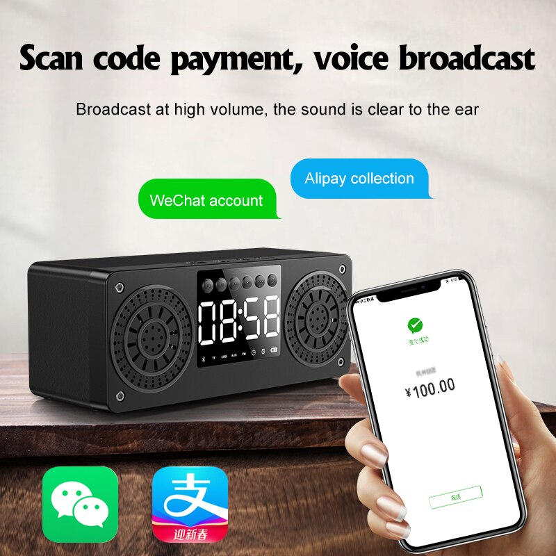 Houten Bluetooth Speaker Draagbare Draadloze Luidsprekers Bass Stereo Subwoofer Met Handsfree Tf Card Aux MP3 Fm Speler Wekker