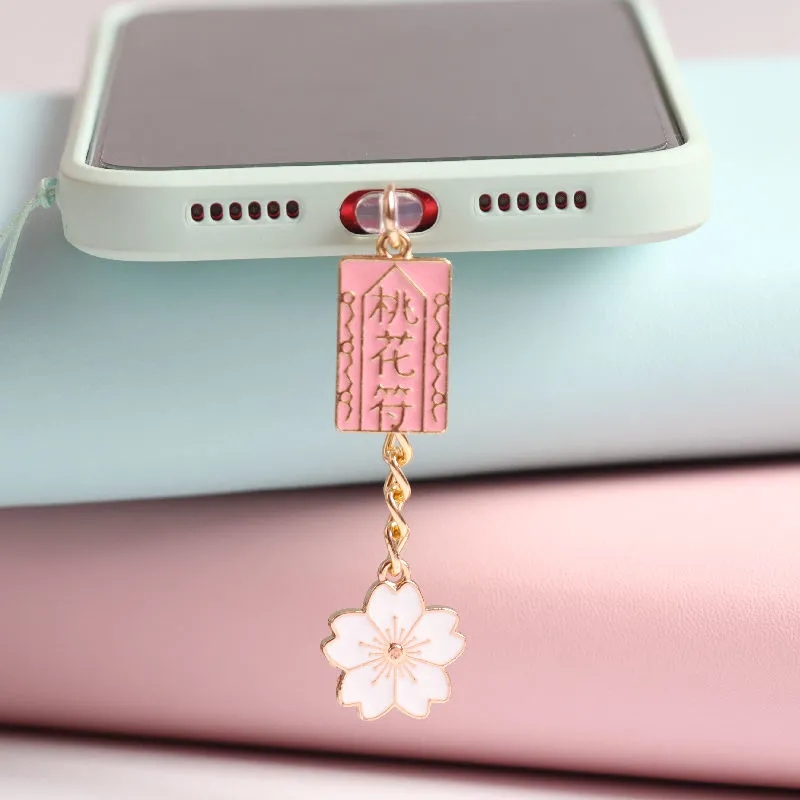 Charging port dust plug charm kawaii cherry aux headphone anti dust plug 3,5mm cute phone headphones jack dust cap for iphone