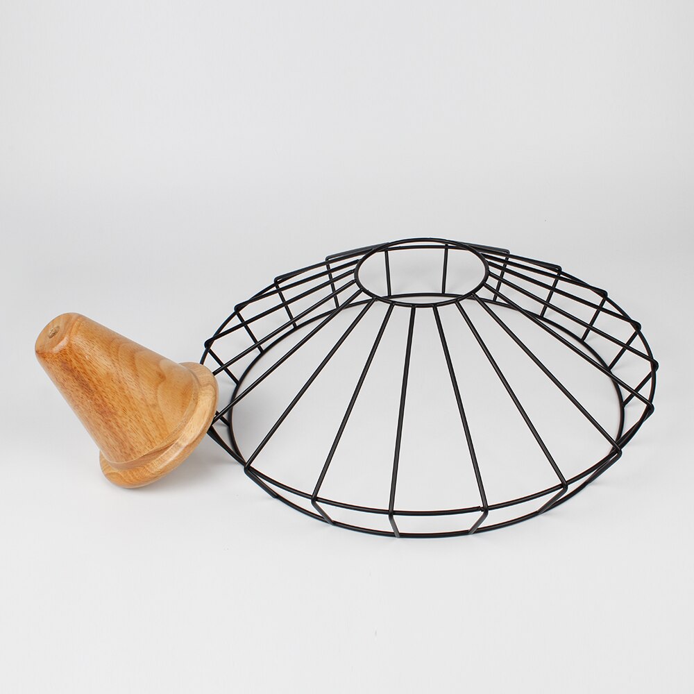 Abat-jour en bois abat-jour sélectionné métal fil cadre plafonnier suspension couvre Restaurant chambre ménage: Black-40 cm
