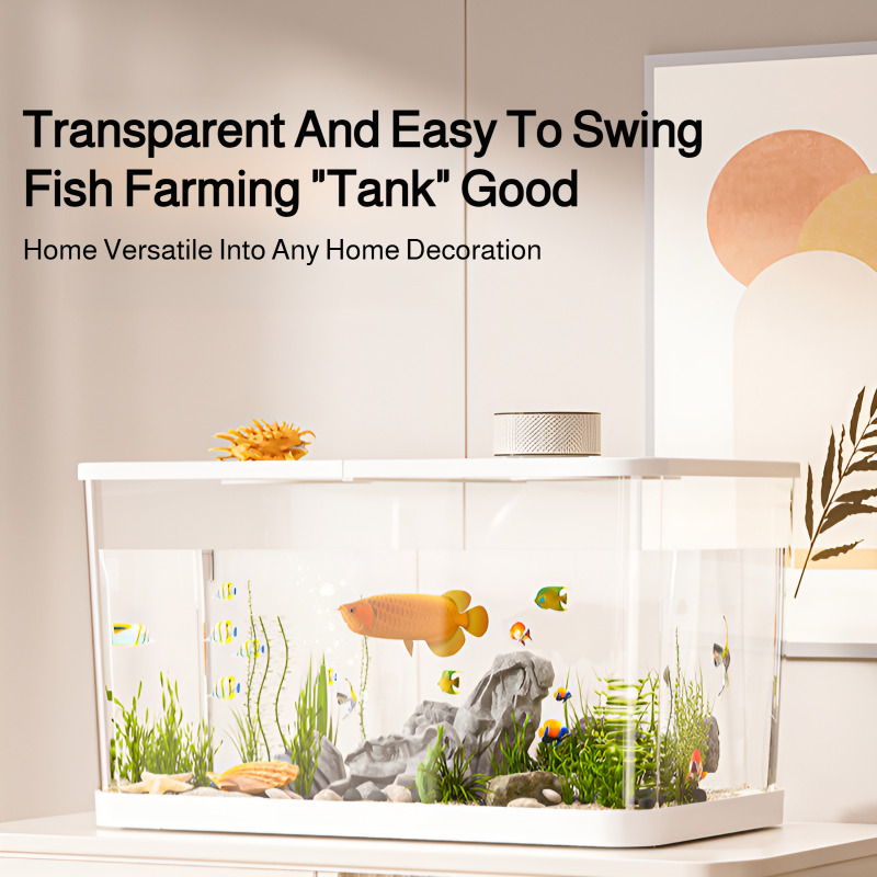 Tanque de peces para sala de estar, tanque ecológico de plástico para mascotas, acuario casero, pecera ornamental