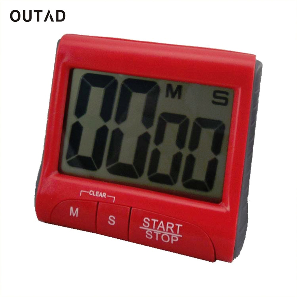OUTAD Large LCD Digital Kitchen Timer Count-Down Up Clock Loud Alarm red