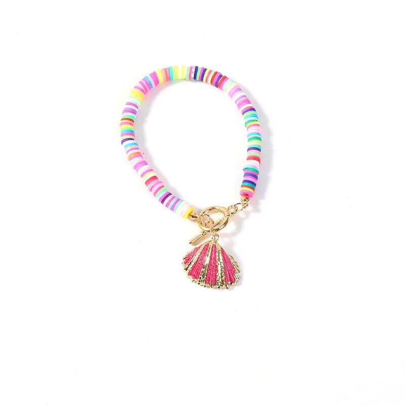 18cm Bohemia Colorful Shell Bracelet for Women Clay Bracelet Alloy OT Buckle Summer Beach Jewelry: 6