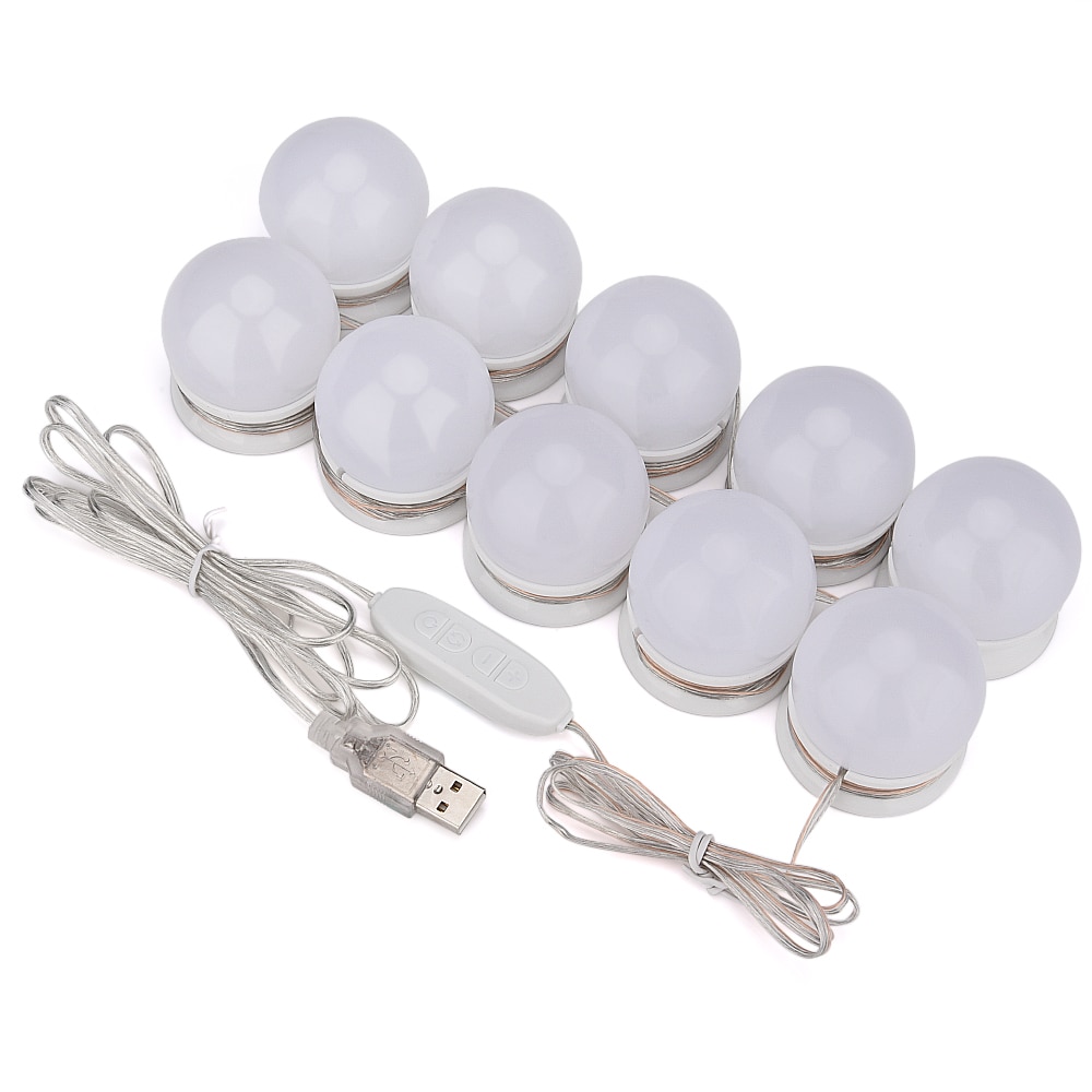 LED 12V maquillage miroir ampoule Hollywood vanité lumières Stepless Dimmable applique murale 10 ampoules Kit pour coiffeuse
