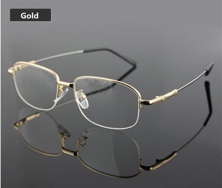 Gafas de titanio con memoria UVLAIK, montura de media aleación, montura de gafas ópticas para hombres y mujeres, monturas Retro de media montura, marcos de prescripción: GOLD