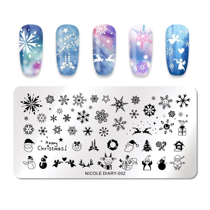 Nicole Diarty Kerst Halloween Stempelen Plaat Bloem Stempel Template Nail Art Image Plate