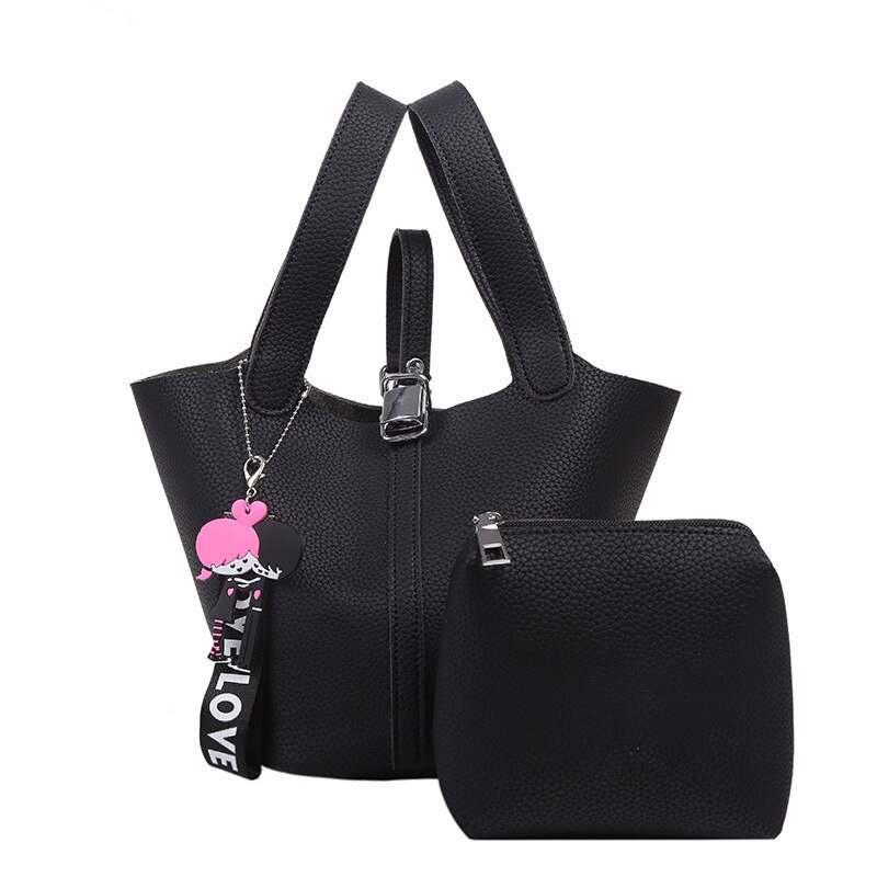 women's Bucket Bag Korean versatile Handle Shoulder Bag Net red broadband shoulder bag Bucket Bag: Black and White with Pattern