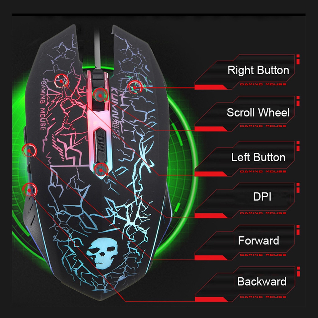 T6 Rainbow Backlight Usb Ergonomic Gaming Keyboard and Mouse Set for PC Laptop 2400DPI +104 full-size gaming keyboard set