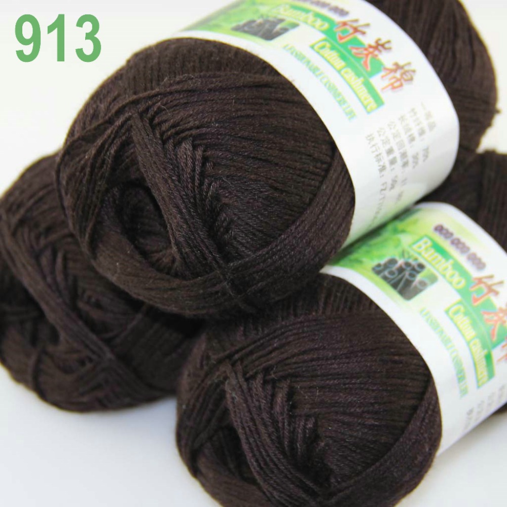 Lot van 3 Strengen Super Soft Natural Bamboo Katoen Breigaren Brown 913