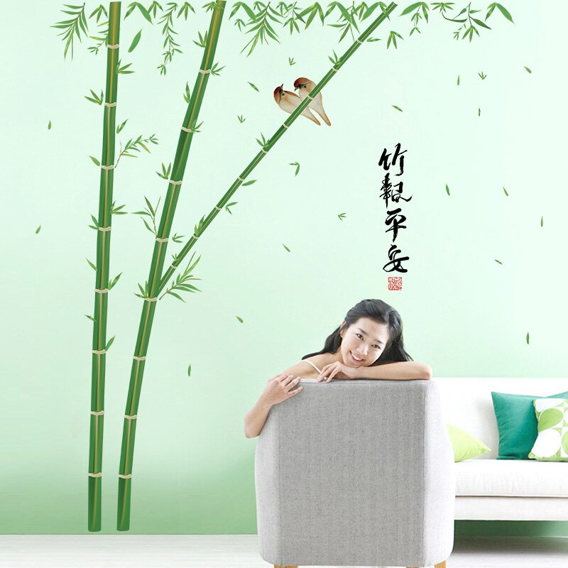 Irrotettava talon sisustus panda bambu seinätarrat tee itse kodin sisustus olohuone makuuhuone kiinalaistyylinen vinyyli julisteet tarrat: Violetti
