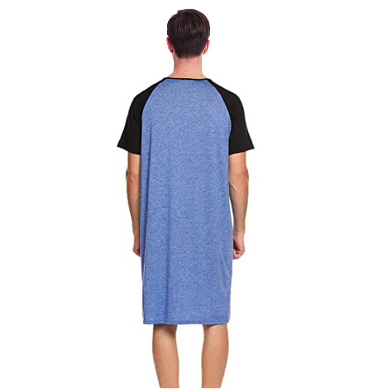 Men Sleepwear Long Nightdress Short Sleeve Nightwear Sleep Robes Soft Comfortable Loose Sleep Shirt Male Home Clothing#g30