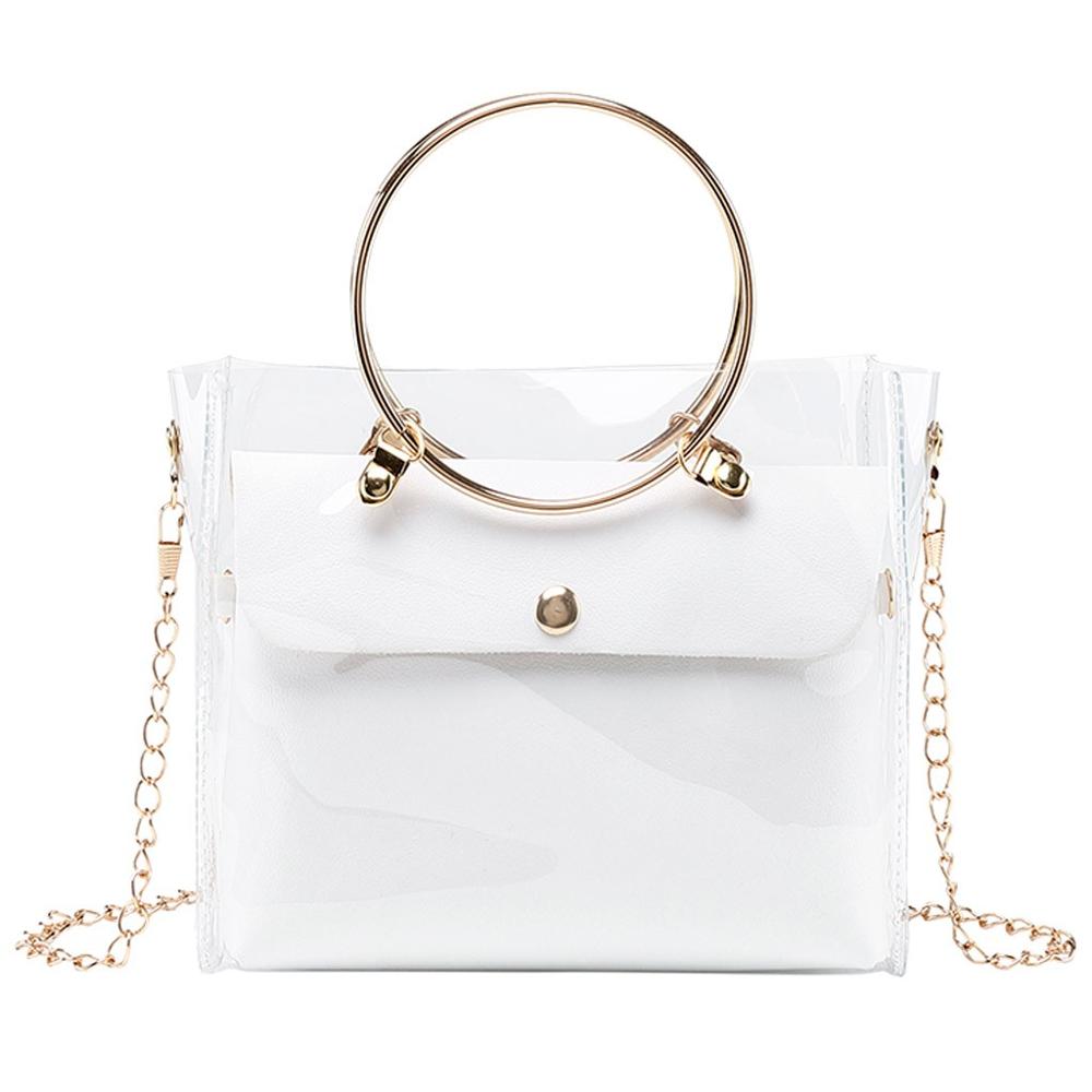 Sacs à Main en PVC Transparent pour femmes H10, sacoche transparente en perles, sacoches pour dames, sacs à bandoulière, # H10: White