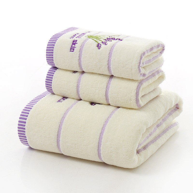 Cotton Towel High Absorbent Face Towel Bath Towel Beach Towel For Adults Quick Dry Soft comfortable Towels set bathroom: Milky-3pcs-set