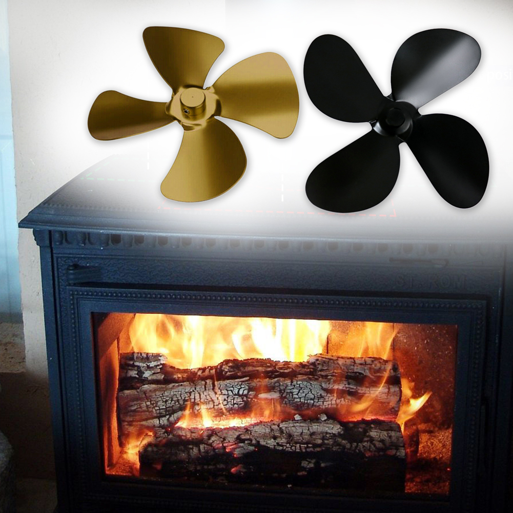 Heat Powered Replacement Aluminum Alloy Easy Install Stove Fan Blade Accessories Practical Multicolored Durable Wood Burner