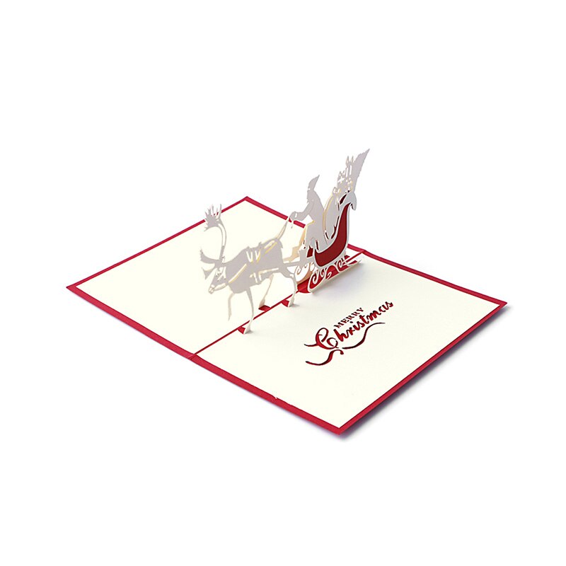 3D Pop hoch Santa Pferdeschlitten Gruß Karte Frohe Weihnachten Hochzeit Postkarte heißer 634E