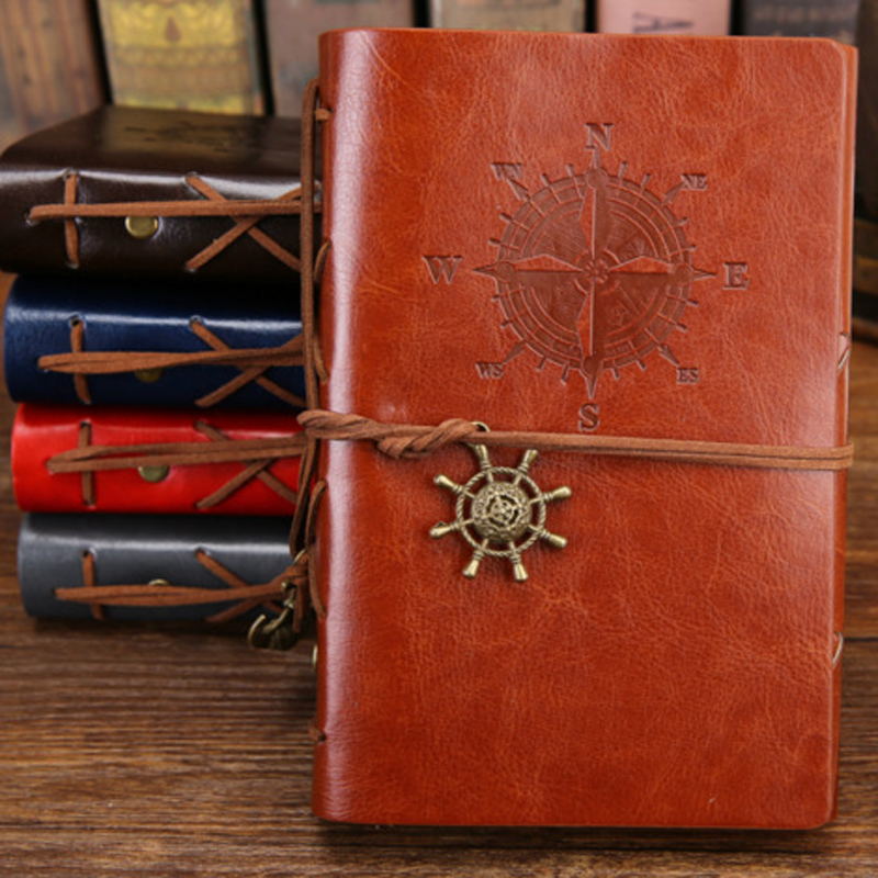 Cahier et bloc-notes rétro à spirale, ancre PU cuir, carnet de notes, journal intime, voyageur, objet papeterie, appui vintage pirate remplaçable,