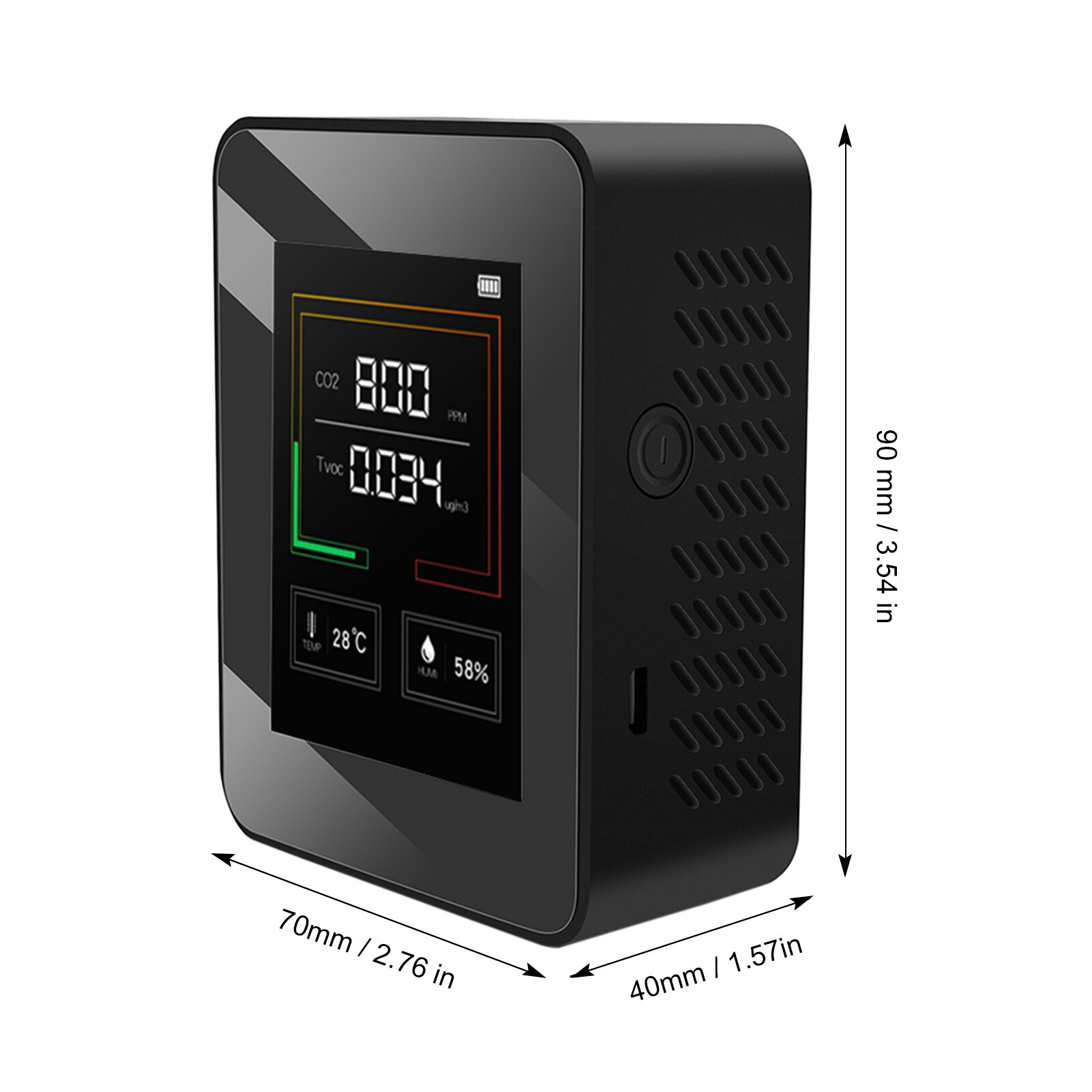 CO2 Meter LCD Backlight Indoor Carbon Dioxide CO2 Concentration Detector Air Analyzer Tester with Temperature &Humidity