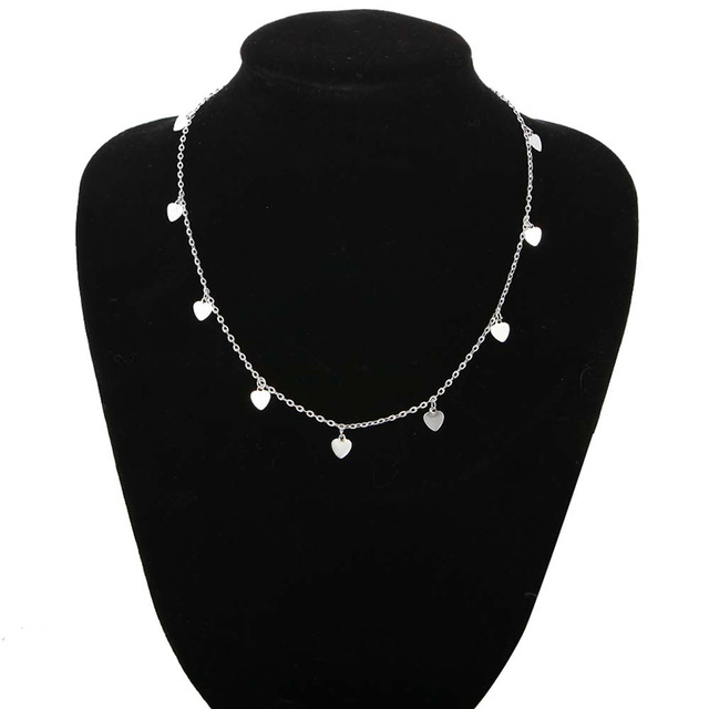 Accesorios de para mujer collar con colgante de estrella de oro de aleación Natural y collar con colgante de corazón Cadena de clavícula delgada para mujer: Silver heart