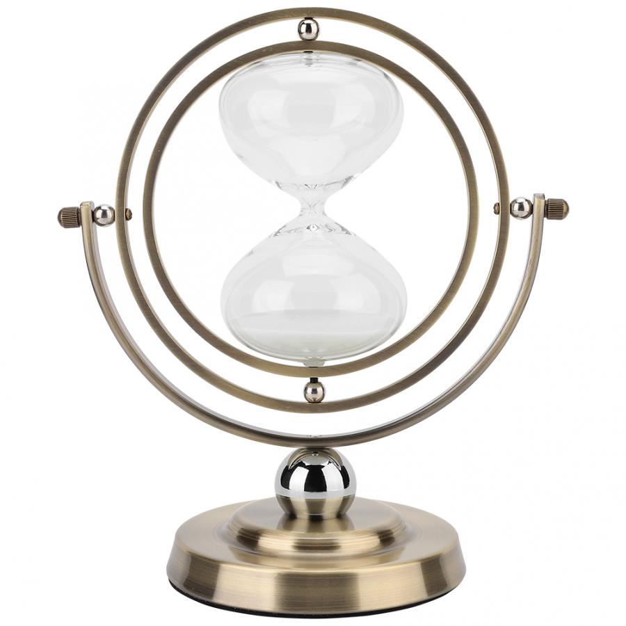 15 minutter roterende sand timeglas, metal timeglas sand timer til vintage boligindretning 60 minutter timeglas