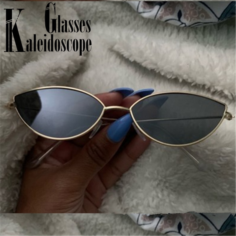 Metal Frame Women Cat Eye Sunglasses Cute Sexy Brand Summer Retro Small Frame Black Red Cateye Sun Glasses UV400