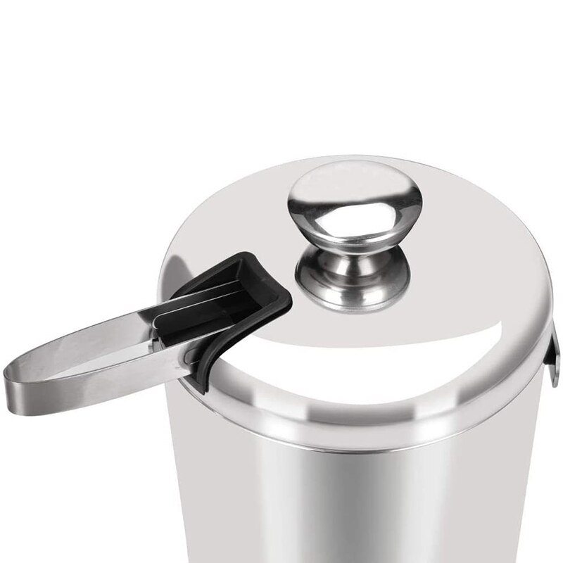 Stainless Steel Ice Square Container Double Walled 1.3L Ice Bucket Container with Tongs Lid