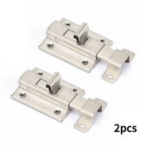 2pcs Stainless Steel Wood Door Lock Slide Bolt Hasp Drawer Gate Latch Security Sliding Lock For Furniture Bolts Garage Bedroom