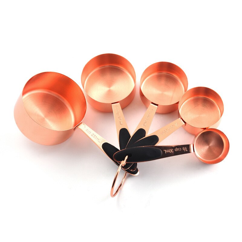 Baking Bartending Measuring Cup Kitchen Accessories Stainless Steel Plated Copper Rose Gold Measuring Spoon Cooking Tools Set: Rose gold Cup