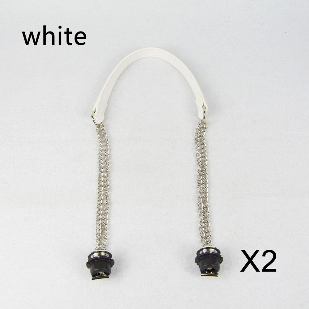 1 Pair Obag Silver Long Double OT Chain With Metal Plating Screw For OBag O bag Women Bag Shoulder HandBag: White