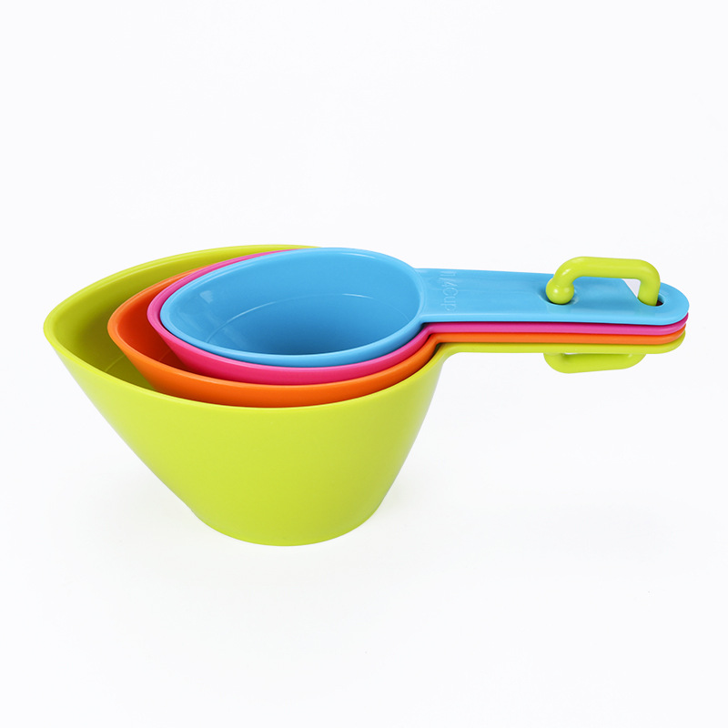 9 pc Plastic Mixing Bowls Set Rainbow Color Stackable Combined Measuring Cup Kitchen Mixed Salad Bowl Home Cooking Baking Tool: Large 4-piece set