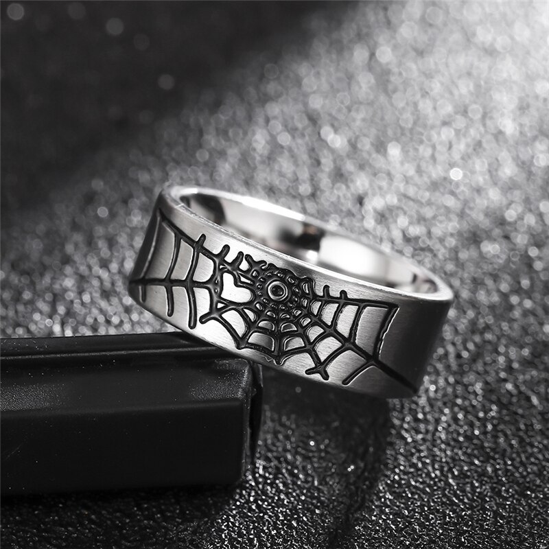 Simple Titanium Steel Spider Web Ring For Women Men Silver Color Finger Rings Fine Jewelry Accessories