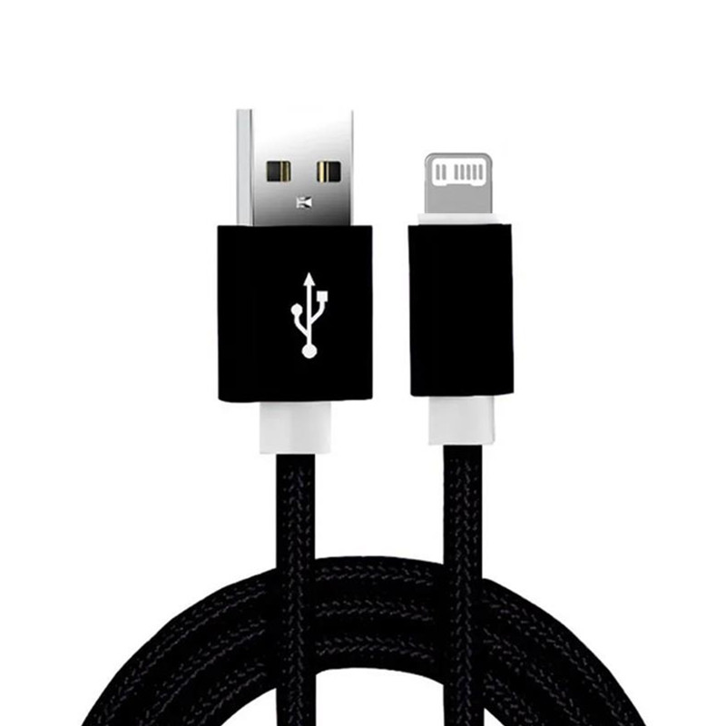 20cm 1m 2m 3m USB Nylon Trança Cabo Carregador de Sincronização de Dados Para Apple iPhone 13 12 11 XS Max XR 5S SE 6 6S 7 8 Plus iPad 4 Mini 2 Air: Preto / 0,25 milhões