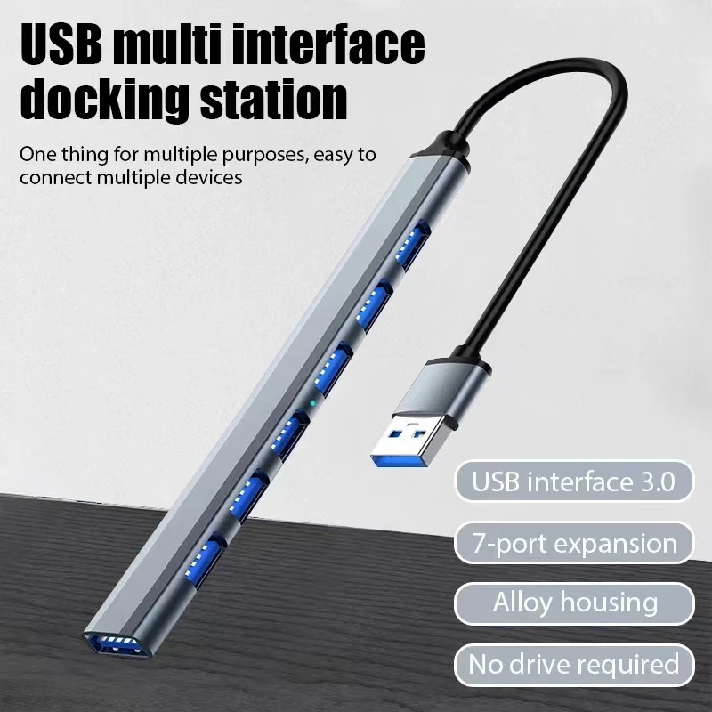 7-portowy rozdzielacz USB 3.0 typu C HUB Szybki adapter OTG Stacja dokująca do laptopa PC Dysk twardy Mysz Klawiatura