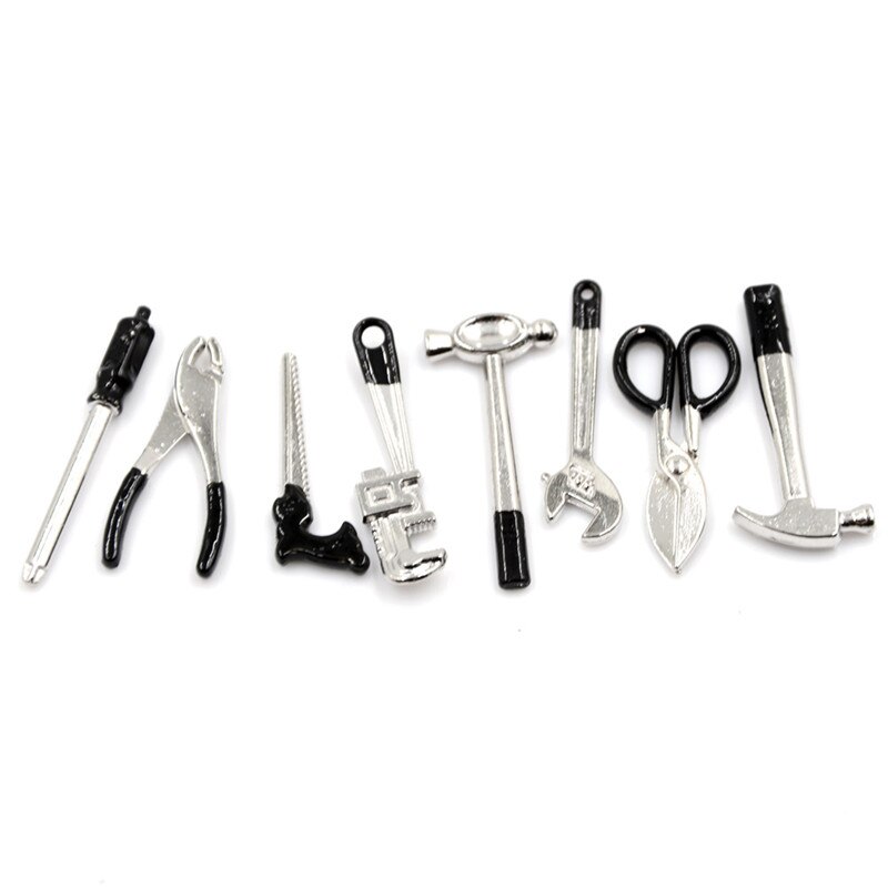 8pcs 1:12 Scale Miniature Metal Hand Tools Set Dolls House Accessories Good