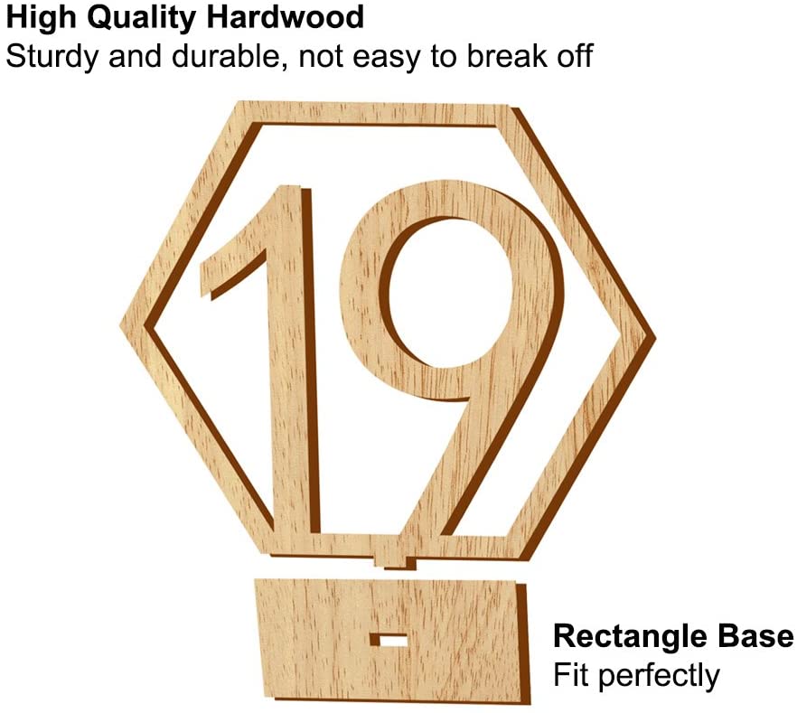 Wooden Table Number 1-20 Wedding Wood Table Numbers Hexagon Geometric Reception Stands Decor for Wedding Birthday Party Events