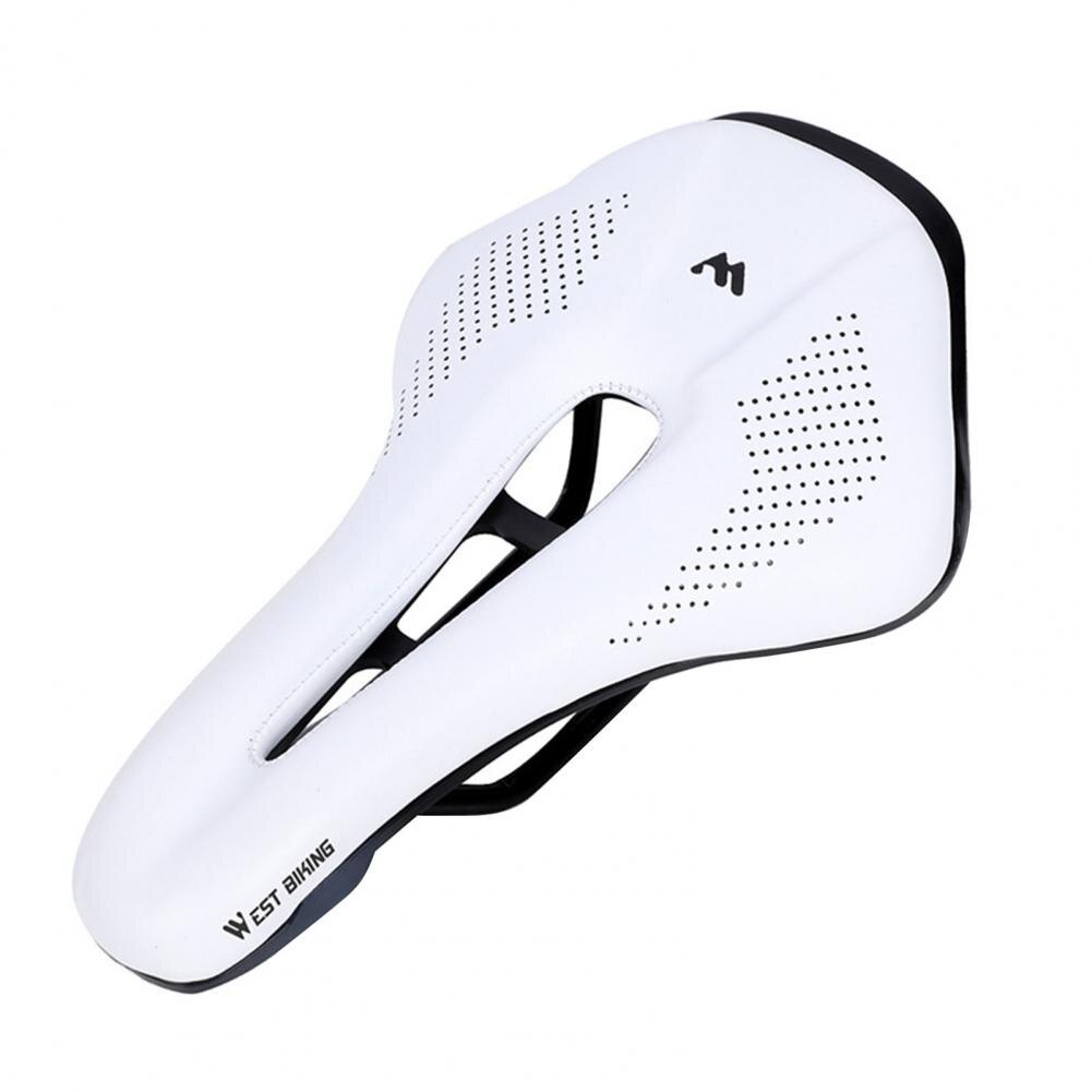 Selle de vélo ajourée confortable, respirante et souple avec coussin de siège pour le cyclisme: WHITE