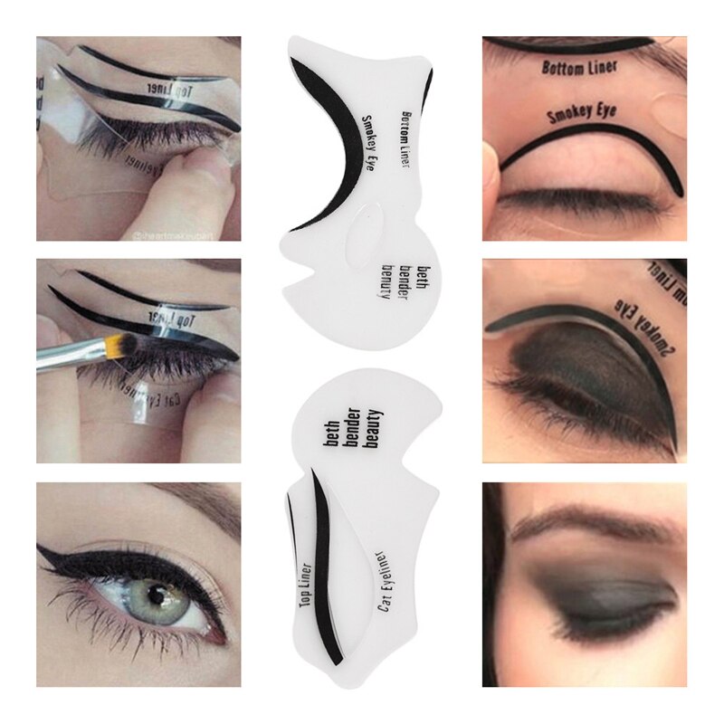 Delineador de ojos, plantillas para sombras de ojos, 10 unidades/conjunto, plantilla para delinear ojos con alas, modelos de conformación de la plantilla, herramientas, plantilla para cejas, herramienta de maquillaje