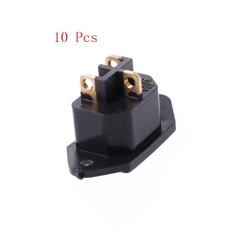 10 Pcs/Set AC 250V 10A 3-Pin Terminal IEC320 C14 Inlet Power Plug Socket Black
