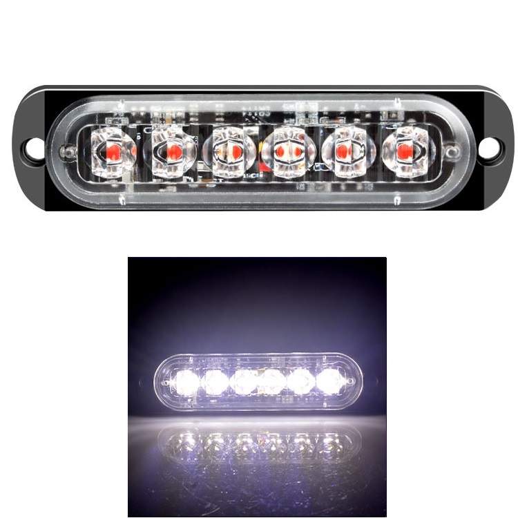 6LED 4LED luz de advertencia de coche luz de avería de parrilla coche camión remolque baliza lámpara LED luz lateral ámbar 12V - 24V: Negro / Blanco