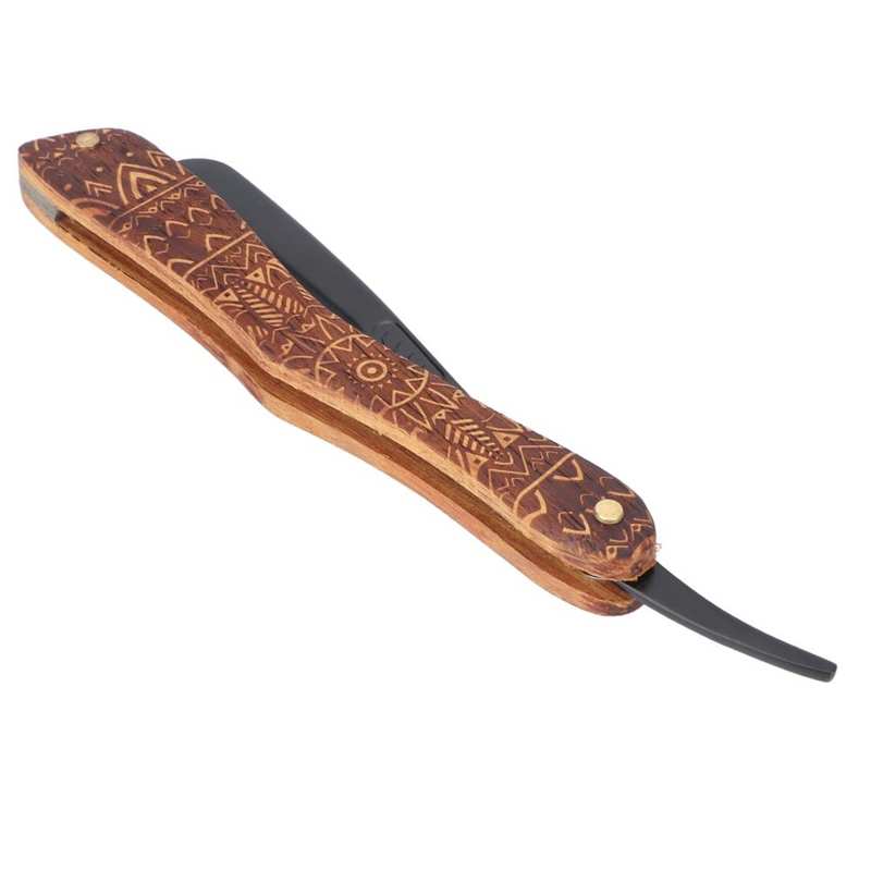 Straight Edge Blade Holder Folding Storage Rosewood Manual Shaving Blade Holder Zinc Alloy Prevent Slip Handle Comfortable Grip