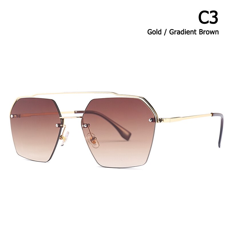 JackJad gafas De Sol De Semi-Rimless Hexago estilo remaches mujeres degradada gafas De Sol 25034: C3