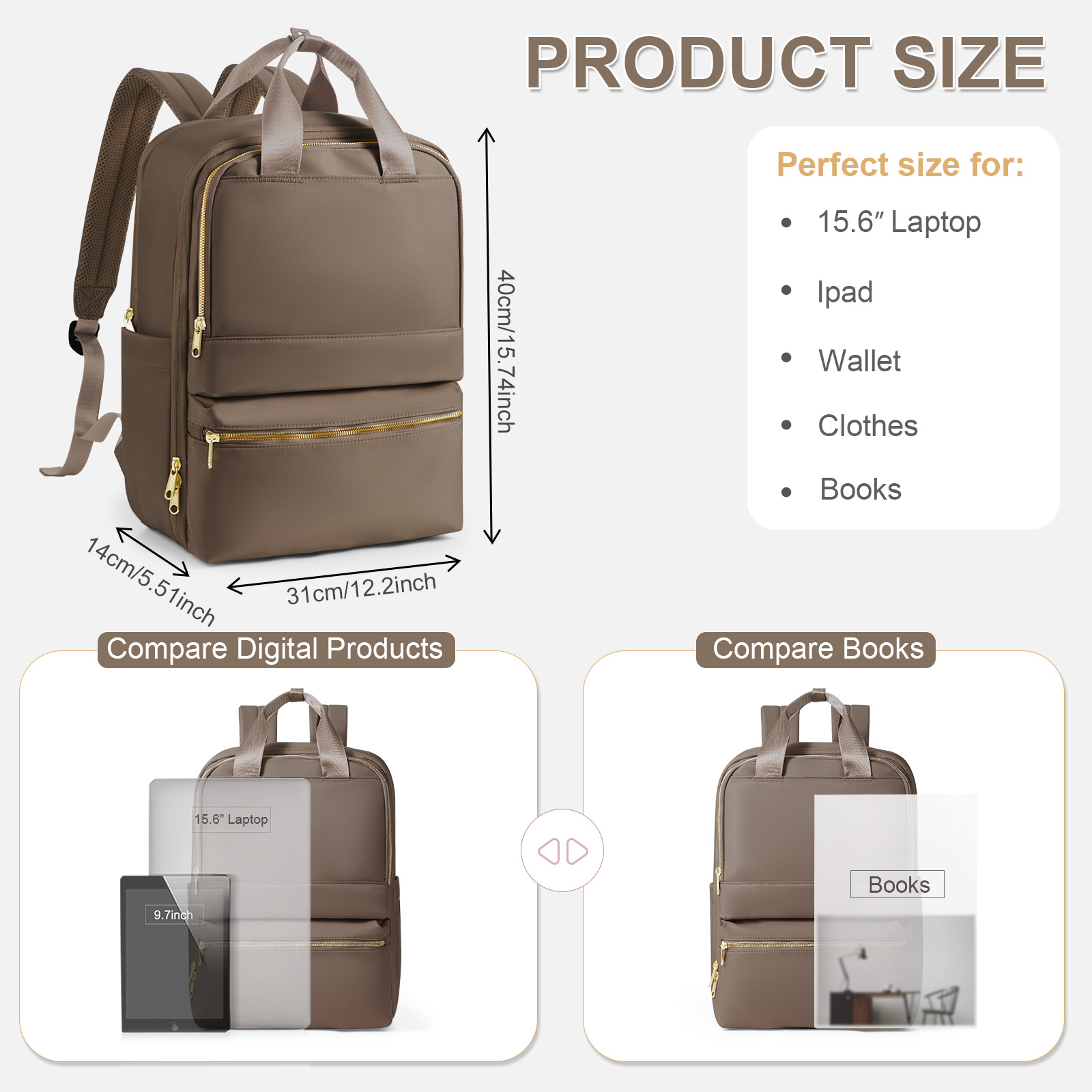 Mochilas de moda feminina para trabalho de negócios universitários, mochila de viagem elegante bolsa feminina mochila de lazer, mochila do professor