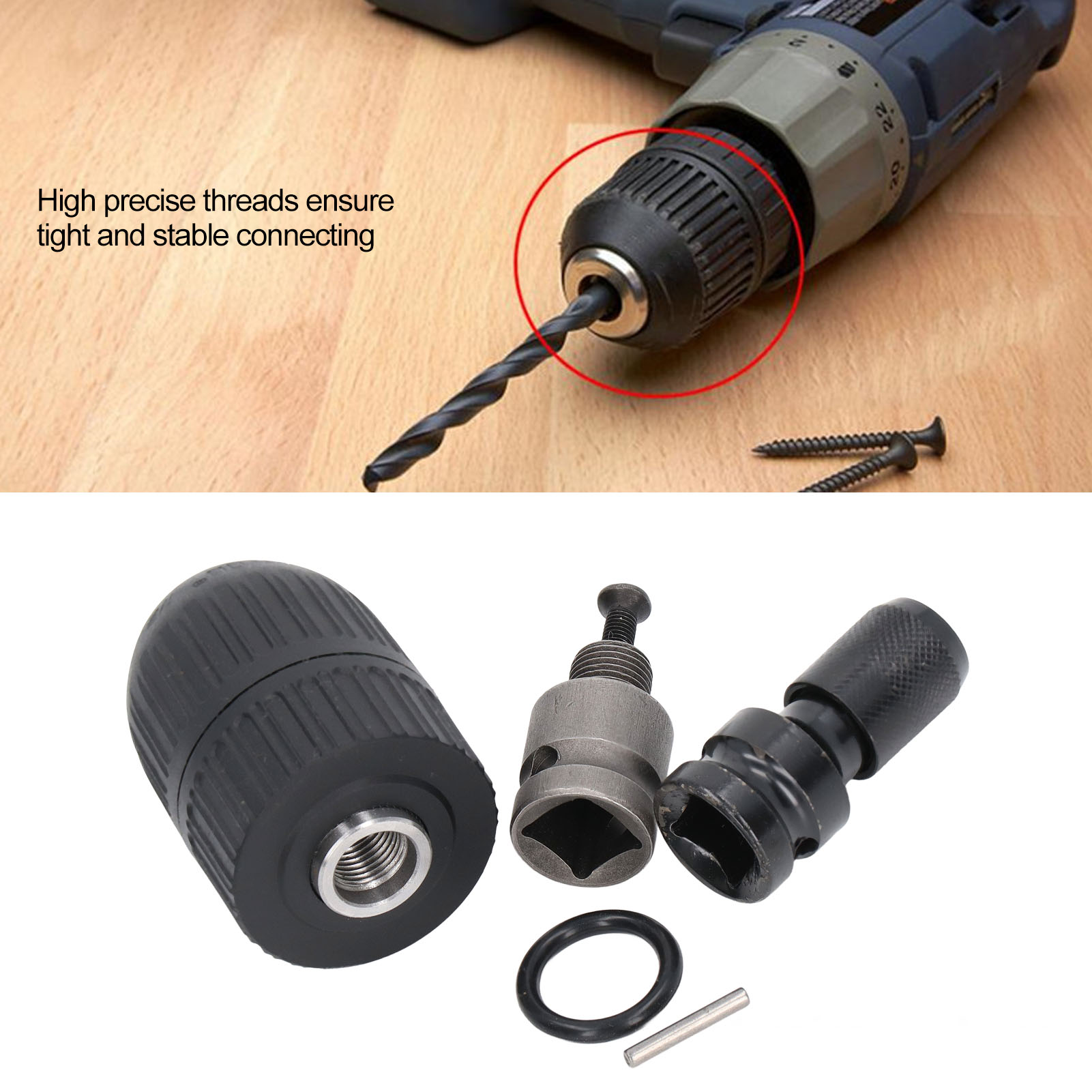 Mandrin de perceuse à serrage automatique, autobloquant, sans clé, perceuse à percussion électrique, mandrin de perceuse électrique à filetage 20UNF, 1 po, 2 po
